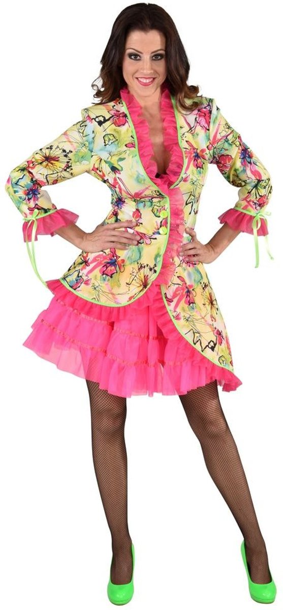 Hippie Kostuum | Tropische Bloemen Jas Vrouw | Large | Carnaval kostuum | Verkleedkleding